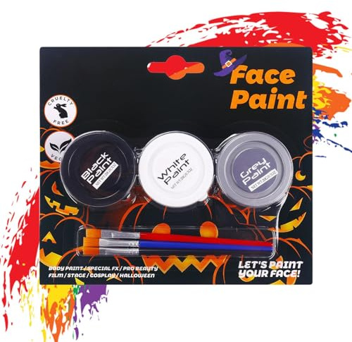 Pintura Para La Cara De Halloween Maquillaje Para La Piel Lavable | 3 Colores Pintura Para La Cara De Para Disfraz De Cosplay Gótica Niños Adultos Y Mujeres