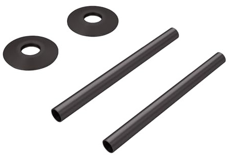 VANCOCO 2 Pack Black Nickel 130mm×15mm Radiator Pipe Sleeves | Radiator pipe sleeves & collars set, 130mm x 15mm, decorative pipe covers for central heating radiator pipework.