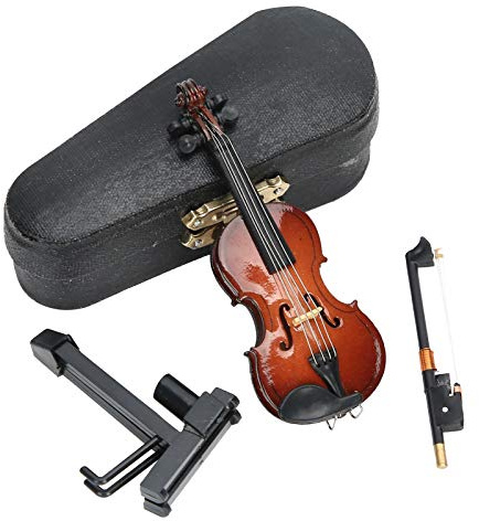 Mini-Geige, Miniatur-Geige aus Holz mit Ständer, handgefertigtes Mini-Musikinstrument, Musikmodell, Dekor für Basteldekorationen