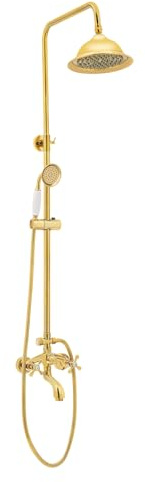 Sistema de ducha retro, latón vintage, juego de ducha, grifo de ducha dorado, ducha de lluvia con ducha de mano para hoteles, centros de baño, piscinas, gimnasios