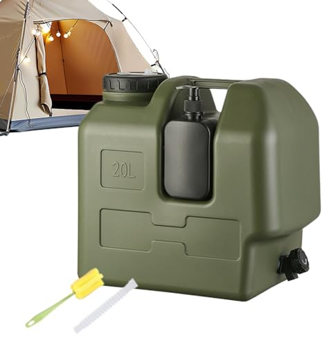 Njidher Tragbarer Wassertank | 20 Liter mit Handseifflasche, Aufbewahrungsbehälter für Camping, mit Wasserhahn – für Outdoor, Wandern, Picknick, Reisen, Survival, Rucksack, Road Trip