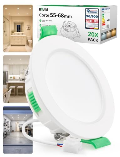 BOJIM 20er Set Einbaustrahler LED Spots Deckenleuchte 55mm - 68mm Lochmaß | Warmweiß 2700K Neutralweiß 4000K Kaltweiß 6000K Deckenspots 230V 4W Einbauleuchten IP44 Großpackung für Kernsanierung Neubau