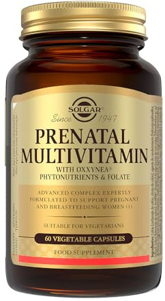 Solgar Multi Prenatal | Con Folato Activo y DHA Vegetal | 60 Cápsulas | Apoyo nutricional antes, durante y después del embarazo · Sin gluten