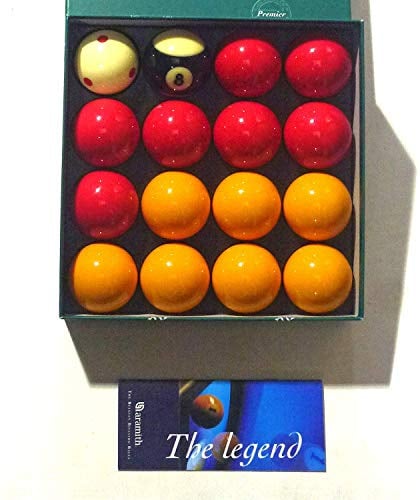 Aramith 2 (50.8mm) PREMIER PRO CUP ADDITION REDS + YELLOWS WITH STRIPED 8 BALL POOL BALLS**