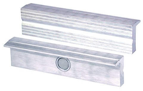 Heuer 110160 Schraubstockbacken / Schutzbacken | rechtwinkelig, planparallel, integrierte Spezialmagnete, passend zu Schraubstock 160 mm | Material: Aluminium