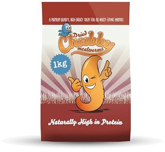 Chubby Dried Mealworms (1 kg), Dried Mealworms For Wild Birds, Protein Rich Meal Worms High Energy Mealworm for Birds, Reptiles, Gecko