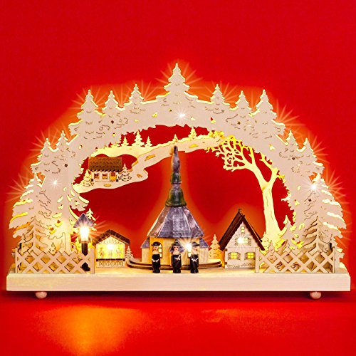 SIKORA LB60 beleuchteter LED Holz Schwibbogen SEIFFEN Weihnachtsmarkt B: 43cm