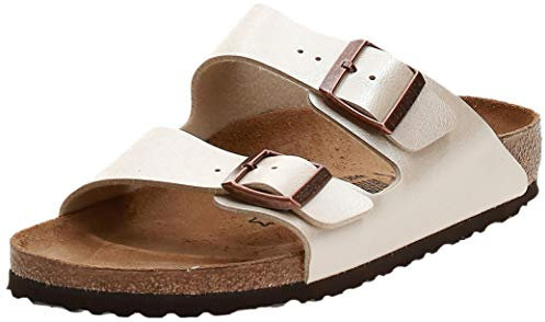 Birkenstock Arizona Birko-Flor, Sandales Bout ouvert Femme, Blanc Pearl White), 37 EU