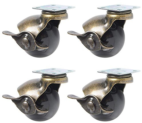 JIAN YA NA 4Pcs Rueda giratoria de bola Freno en forma de bola para servicio pesado para patas de muebles (2 pulgadas (50 mm) con freno)