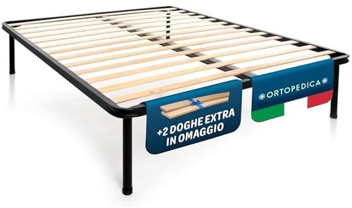 DOLCI SOGNI Letto King Size 180x200 con 4 Piedi Smontabili, Rete Letto Matrimoniale 180x200, Rete Ortopedica Doghe Letto Matrimoniale 100% Made in Italy, Rete Letto in Ferro