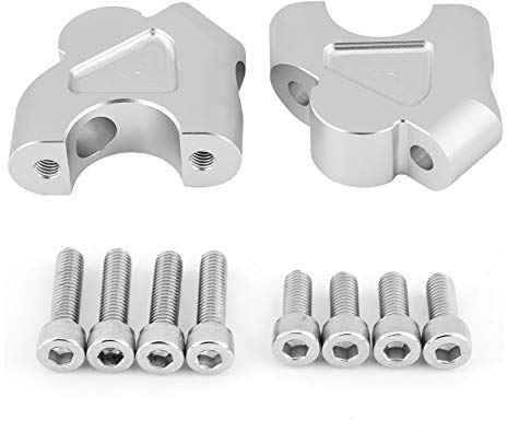KIMISS 2 Stücke Motorrad Lenker Riser Klammer 4 Schrauben für Motorrad Adapter Lenkerhöhe Lenker Griffe Hebel(Silber)