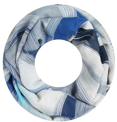 Majea Damen Loop Schal viele Farben tolle Muster Schlauchschal Halstücher, 180 x 90, Blau 22