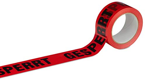 Klebeband Packband GESPERRT 36 Rollen rot mit schwarzem Druck - 50 mm breit x 66 m lang