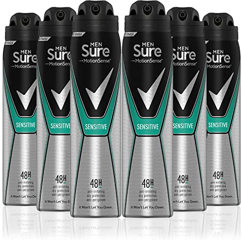 Sure Mens Motionsense Sensitive Anti Perspirant Deodorant 6x 250ml