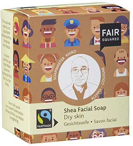 FAIR SQUARED Shea Seife für Gesicht - 2x80 Gramm - für trockene Haut - mit Fairtrade-Sheabutter - vegane Naturkosmetik - Zero Waste