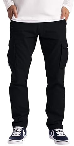 westAce Mens Cargo Trousers Work Wear Combat Safety Cargo 6 Pocket Full Pants Size 32-44 (32W / 30L, Black)