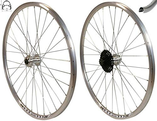 Redondo 28 Zoll Laufrad Set Vorderrad Hinterrad Disc Felge Silber + 7 Fach Kranz