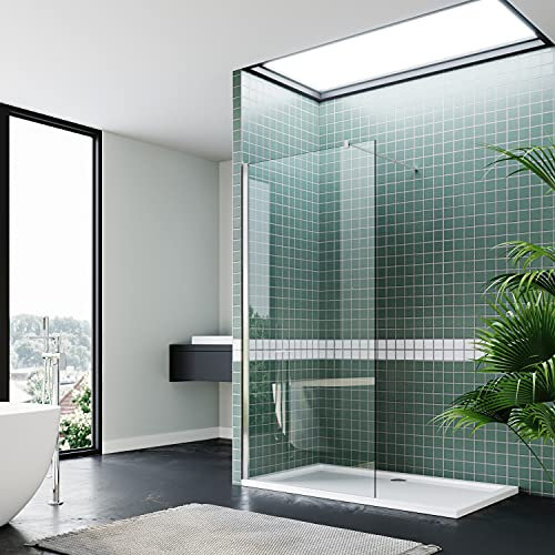 SIRHONA Paroi de douche à l'italienne transparent 110x200 cm Walk-In Cloison de douche transparent avec 8mm verre NANO et barre de fixation 100 cm