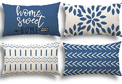 YCOLL Kissenbezug 4er Set Kissenbezüge leinen Kissenhülle Dekokissen für Sofa Gartenbett Couch Kissen 30x50cm