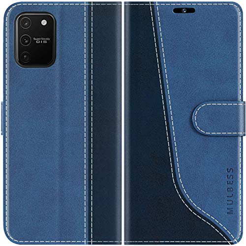 Mulbess für Samsung Galaxy S10 Lite Hülle, Handyülle Leder mit Kartenfach, Klapphülle mit Magnetverschluss, Flip Case Etui Handytasche Schutzhülle, Stilvoll Diamant Blau