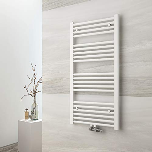 EMKE Badheizkörper 1000x500 mm, Handtuchheizkörper Mittelanschluss Badheizkörper Handtuchhalter Handtuchwärmer Handtuchtrockner Heizkörper Bad Handtuchheizung Weiß 427W