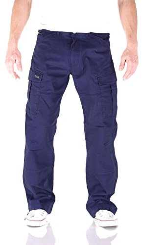 Big Seven Brian Cargo Hose Comfort Fit Herren Jeans, Farbe:Blau (Navy Blue), Hosengröße:W36/L32
