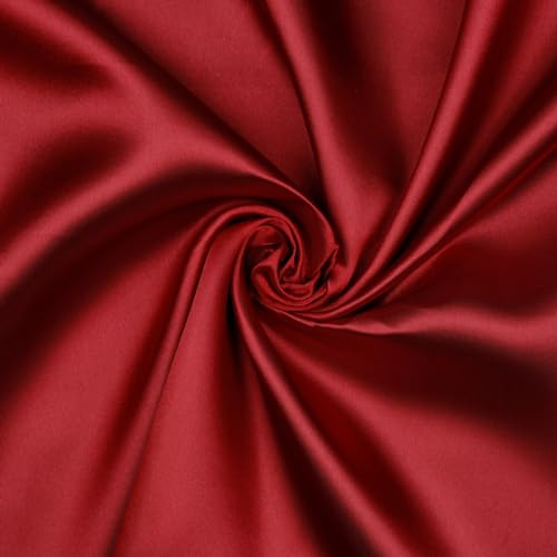Hans-Textil-Shop Stoff Meterware Uni Glanz Satin - 1 Meter, Deko, Bekleidung, Vorhänge, Karneval, Fasching (Rot)