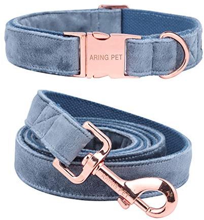 ARING PET Hundehalsband und Leine Set, Samt Hundehalsband und Leine, Verstellbares Halsband für Kleine Hunde Mittlere Hunde Große Hunde