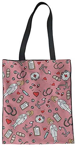 Showudesigns Qualität Baumwolltasche Größe 34x42 cm Stoffbeutel Schulter Stylisch Krankenschwester Zahnarzt Aufdruck Das beliebteste Modell - Pink