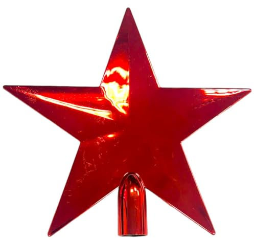 Festive Wonderland Large Star Silver/Red Glitter Tree Topper (Red)