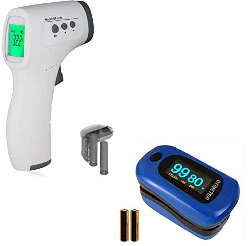 TERMOMETRO INFRAROSSI DIGITALE + OSSIMETRO PULSOSSIMETRO DA DITO DISPOSITIVO MEDICO MISURA OSSIGENO E TEMPERATURA
