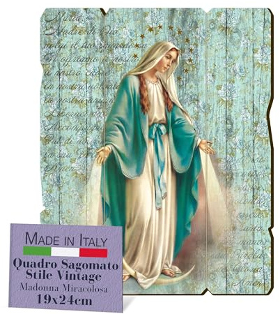 Fratelli Bonella – Wunderbare Madonna mit Vintage-Motiv – Pappelholz 8 mm – Schlafzimmer 19 x 24 cm – 100% Made in Italy