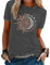 Donna Magliette Manica Corta con Stampa Luna e Sole, T-Shirt con Scollo Rotondo, Maglietta Ampia da Donna con Girocollo Casual (Grigio, M)