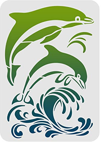 FINGERINSPIRE Dauphins Pochoir 29,7 x 21 cm Dauphin Mural Pochoir Mer Océan Créatures Pochoirs DIY Artisanat Mer Animal Pochoir pour Peinture sur Bois Carrelage Papier Tissu Sol