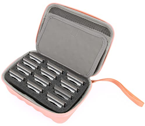 CASEMATIX Clipper Blade Holder Case for Barbers – 12 Slot Hair Clipper Blade Storage Case, Protective Travel Organiser for Metal Clipper Blades, Barber Accessories & Salon Storage, Rose Gold