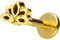 PIERCINGLINE Titan Labret mit Gewinde Aufsatz LOTUSBLÜTE Piercing Lippe Nase Ohr Helix Tragus Medusa Goldfarben 1,2 x 7 mm