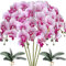 5 Künstliche Phalaenopsis-Blumen Künstliche Orchidee Blumen Weiß mit Flecken Blätter 2 Bündeln, Party, Büro, Terrasse, Hof, Heim-Blumendekoration (Weiße Blume violetter Kern)