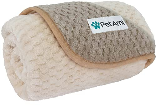 PetAmi Waterproof Dog Blanket, Leakproof Puppy Blanket for Small Medium Dog, Furniture Sofa Couch Cover Protector, Fleece Pet Throw Indoor Cat Kitten, Reversible Washable Soft Plush, 29x40 Taupe Beige