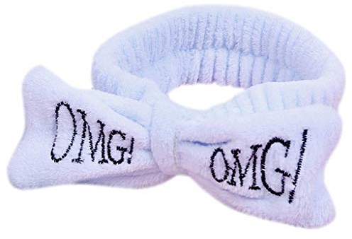 Damen Mädchen Spa breites Stirnband, niedliches Bowknot Buchstaben OMG besticktes elastisches Haarband Make-up Flanell Turban Farbe Candy Stirnband 8 kreative und nützliche Farben