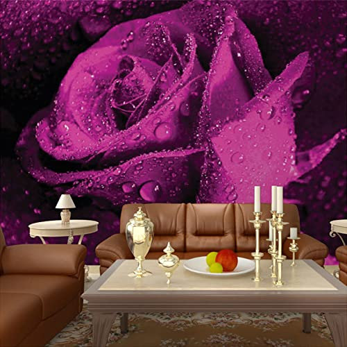 CILODO Photo Papier Peint Mauve et roses Papier Peint Peintures Murales 3D Personnalisées Photo Papier Peint Salon Décoration De La Maison 300cm×210cm(LxH)
