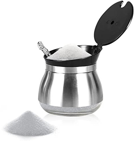Acboor 250ML Zuckerdose, Zuckerdose mit Löffel und Deckel, Zuckerstreuer Zuckerdose Edelstahl Gewürzdose für Tee Zucker Salz Gewürze
