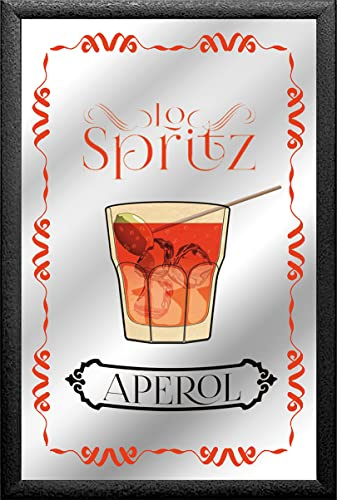 Aperol Spritz Glas Prosecco Spiegel Wandspiegel 30 cm Bar Kneipe Kellerbar