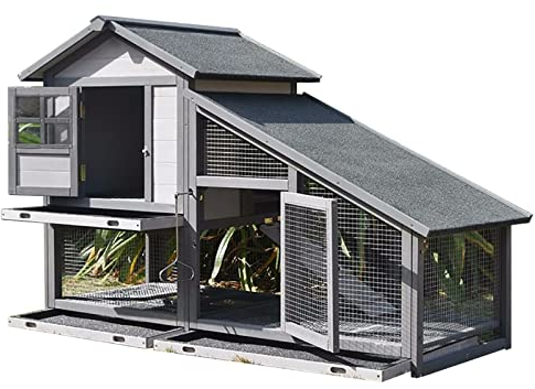 WAHHWF hasenstall kaninchenstall Außenbereich Kaninchenstall Wetterfest Draht-Boden, Groß Hölzern Kaninchenstall Kaninchenkäfig für 4-5 Kaninchen, Haustier-Tierhaus für draußen Garten Hinterhof