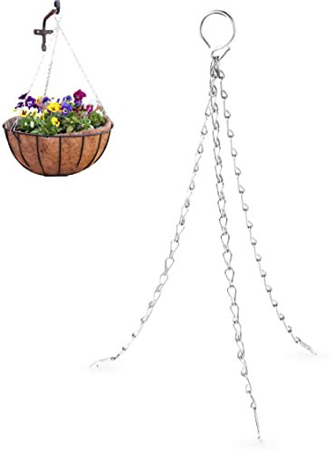 DIVCHI Heavy Duty Hanging Basket Chains 3 Point 18 inches Metal Replacement Chain For Hanging Basket Bird Feeder Flower pots & Ornaments (18 inches)