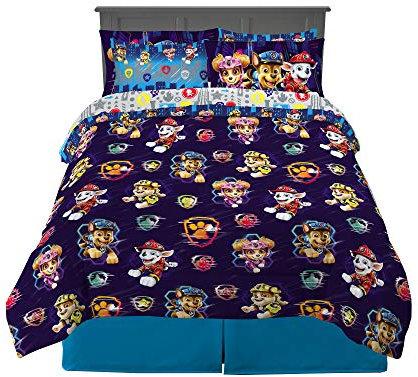 Franco Paw Patrol Kinder-Bettwäsche, superweiches Bettdecken- und Bettlaken-Set mit Kissenbezug, 7-teilig, Queen-Size-Größe (offizielles Lizenzprodukt)