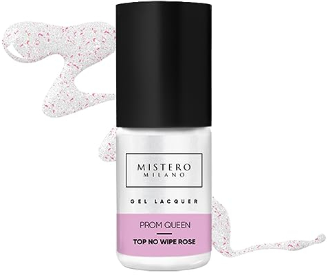 Mistero Milano PROM QUEEN ROSE TOP NO WIPE Top Hybridlacke - Dispersionsfreier Top - Hybrid-Top - Schützt das Gesamte Nageldesign - Top Coat Nagellack für Nägel Behandlung - UV/LED - 7ml