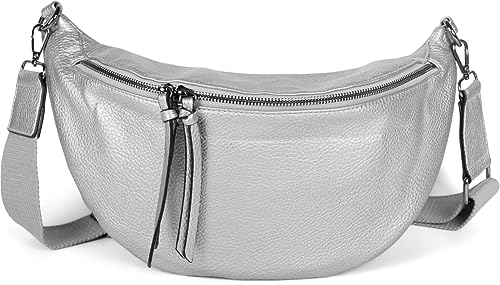 styleBREAKER Damen Halbmond Crossbody Schultertasche, abnehmbarer verstellbarer Schultergurt, Einfarbige Handtasche 02012386, Silber