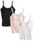 Jamron Donna 3 Pezzi Basic Canotta con Reggiseno Incorporato Canottiere Imbottita Regolabile con Spalla Stretta Nero + Bianco + Nudo XXL