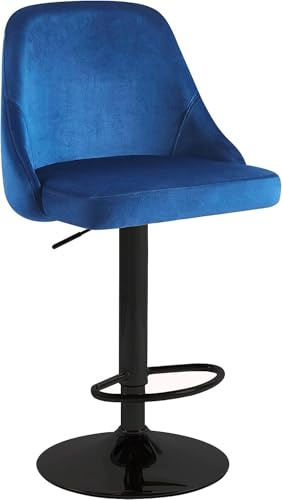HYGRAD® Velvet Bar Stools Height Adjustable Swivel Soft Padded Velvet Kitchen Home Counter stools Kitchen Island Breakfast Stools (2, Blue/Black Base)