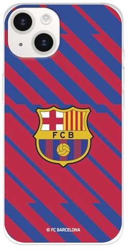 Schutzhülle für iPhone 15 FC Barcelona Barça, Wappen, transparent, Silikon | Offizielle FC Barcelona Schutzhülle, echtes Lizenzprodukt, Silikon, flexibel, erhöhte Kanten, schützt Bildschirm und Kamera